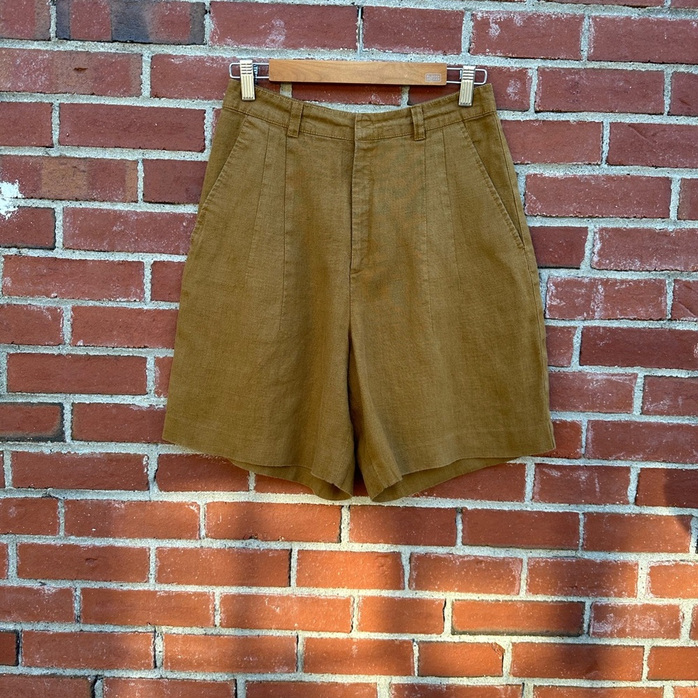Vintage Handmade Shorts. Brown. Size small-medium. Linen/linen blend.